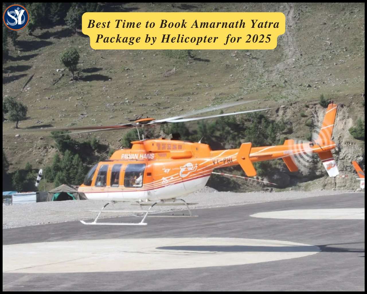 Helicopter en route to Amarnath Cave, showcasing the aerial route of the Amarnath Yatra Package by Helicopter in 2025.