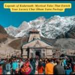 “Devotees at Kedarnath Temple surrounded by snow-clad Himalayas during a Luxury Char Dham Yatra Package”