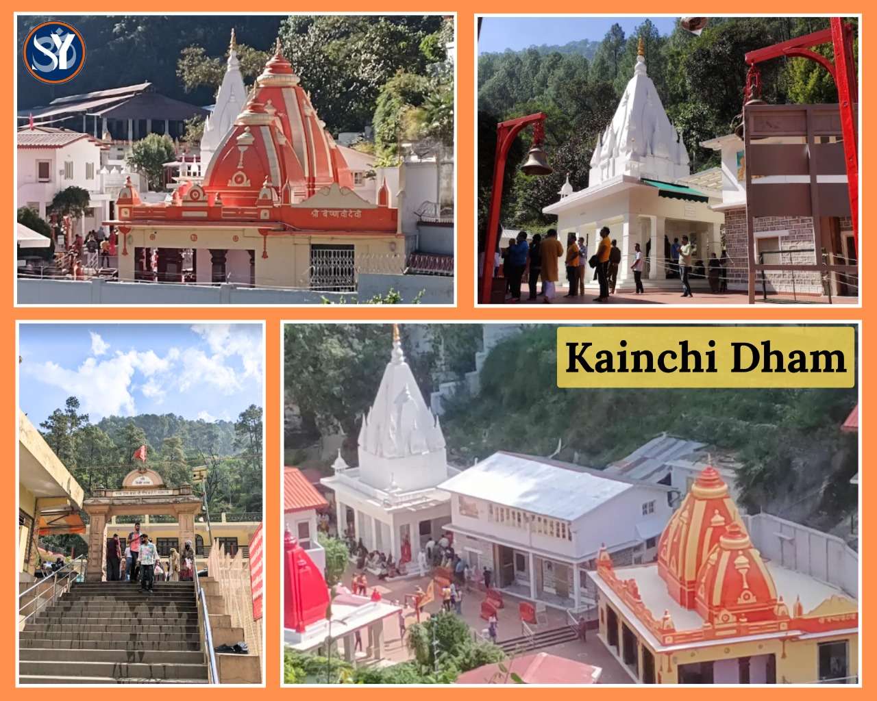 Kainchi Dham Ashram surrounded by lush green hills in Uttarakhand, a key highlight of Spiritual Tourism and the Kainchi Dham Yatra Package.